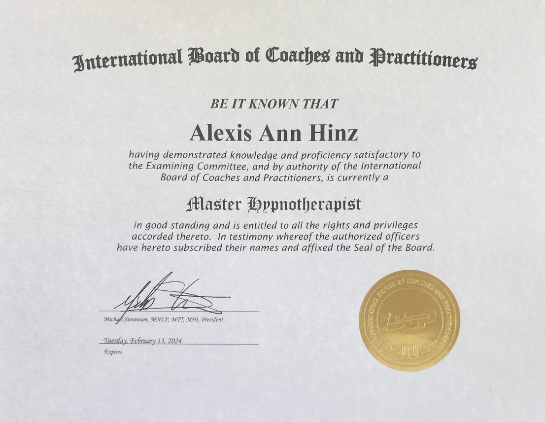 Master Hypnotherapy Certificate