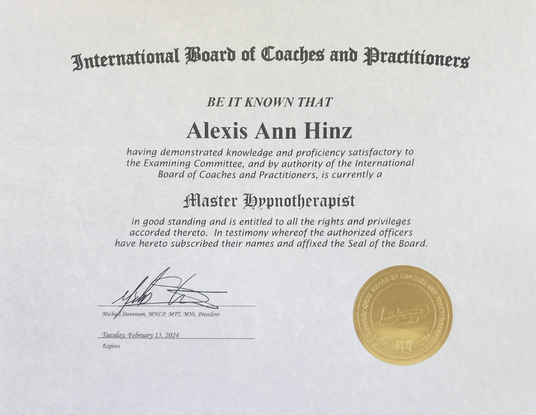 Master Hypnotherapy Certificate